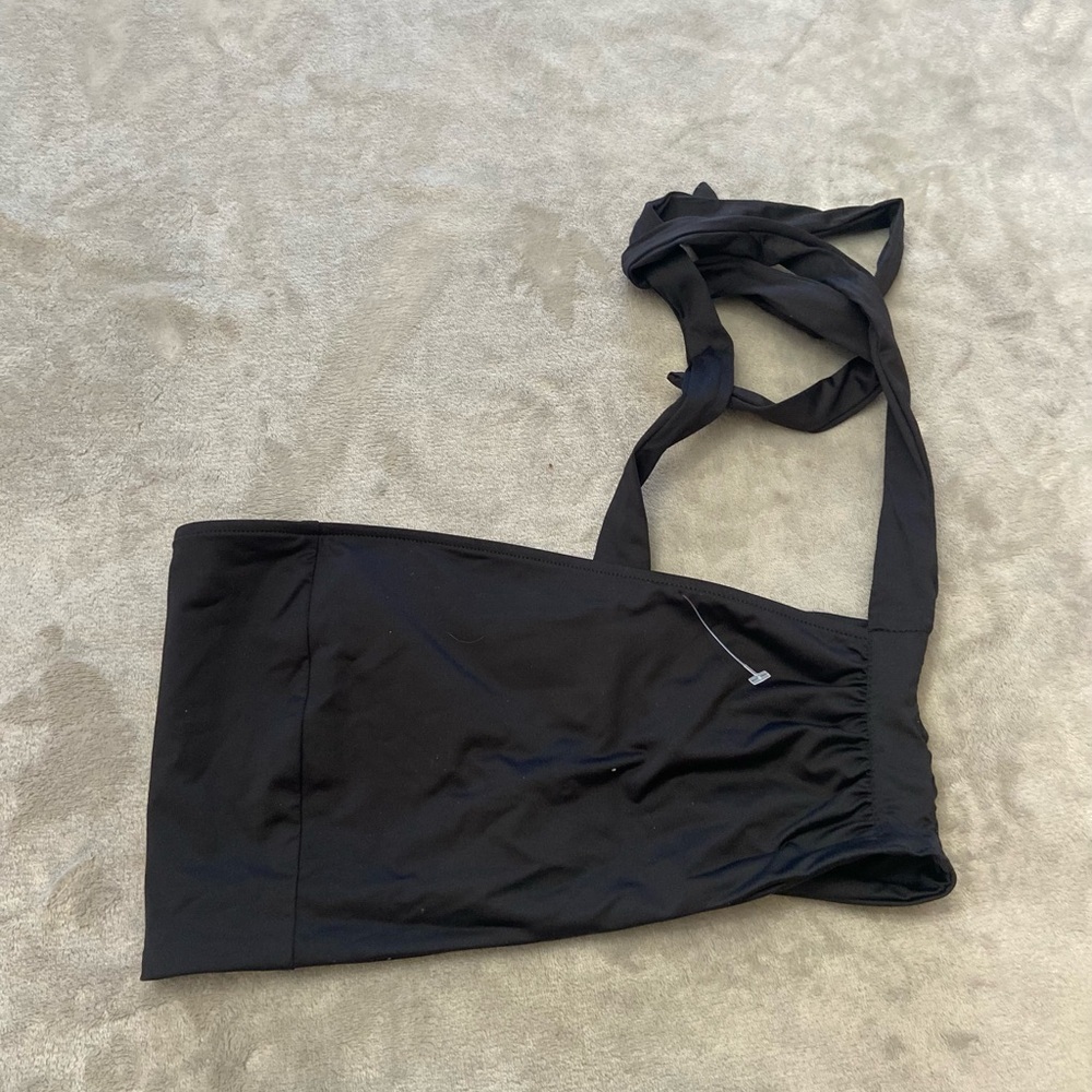 New! Frankie’s Bikinis Black Ruched Halter Neck Bikini Top 3095 - Picture 5 of 6